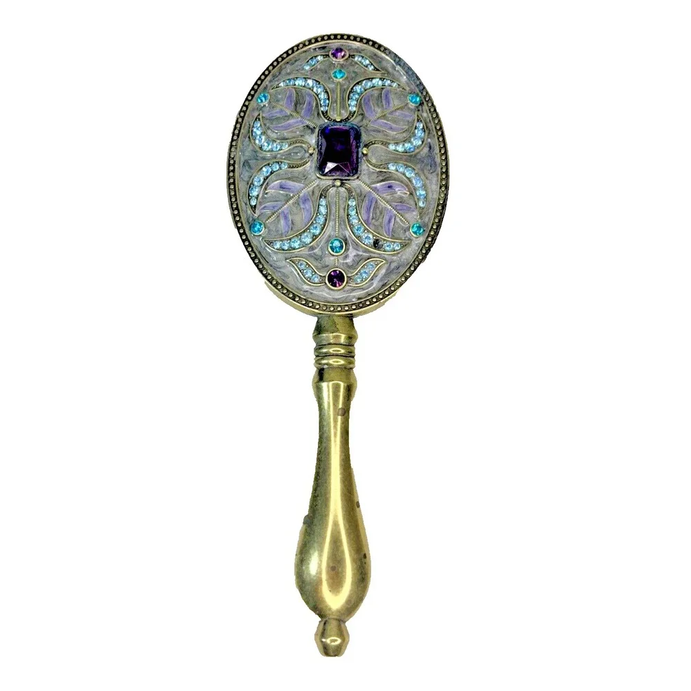 Alexander Kalifano Jeweled Decorative Brass Vanity Dresser Hand Mirror 8